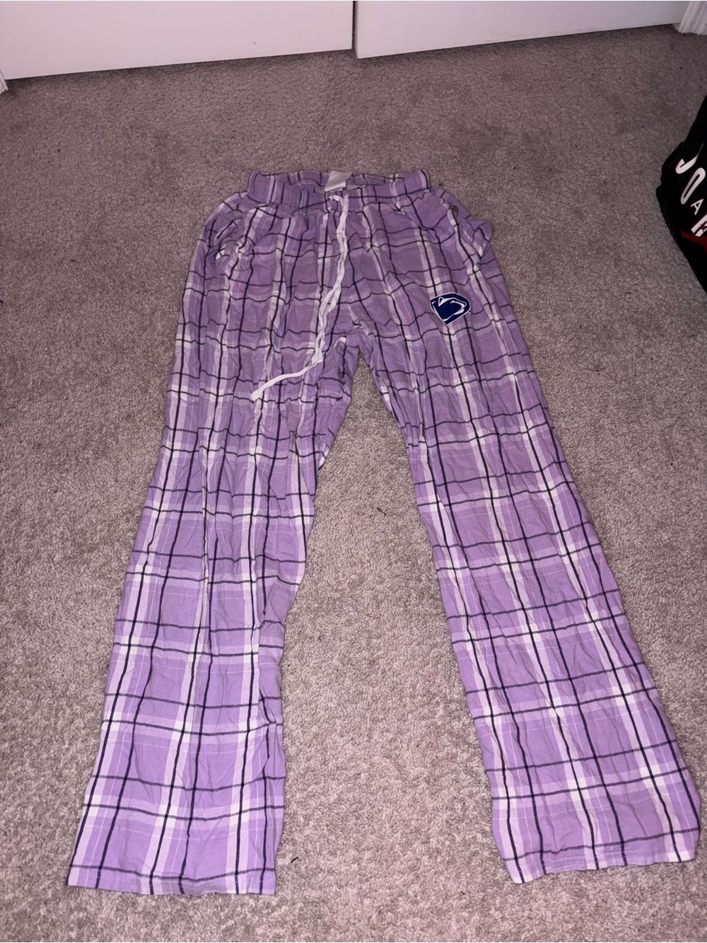 Penn state Lavender Plaid Lounge Pajama Pants with Drawstring